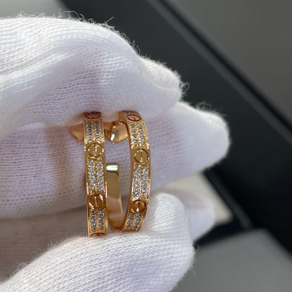 [Amore Jewels]LOVE DIAMOND PINK GOLD HOOP EARRINGS
