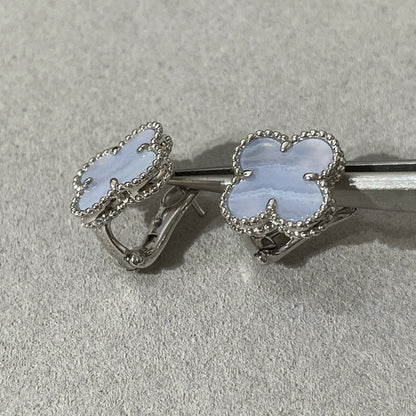 [Amore Jewels]CLOVER CHALCEDONY SILVER STUD EARRINGS