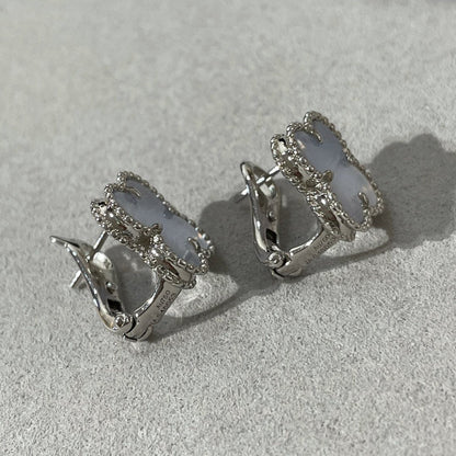 [Amore Jewels]CLOVER CHALCEDONY SILVER STUD EARRINGS