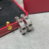 [Amore Jewels]LOVE CERAMIC DIAMOND PAVED SILVER EARRINGS