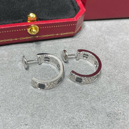 [Amore Jewels]LOVE CERAMIC DIAMOND PAVED SILVER EARRINGS