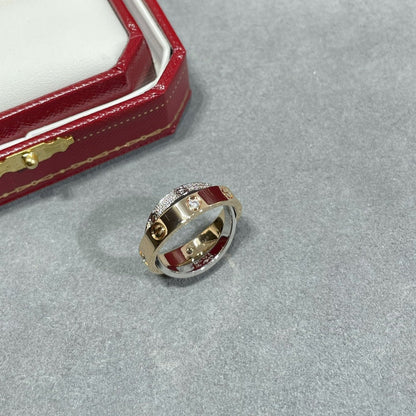 [Amore Jewels]LOVE PINK GOLD SILVER DIAMOND DOUBLE RING