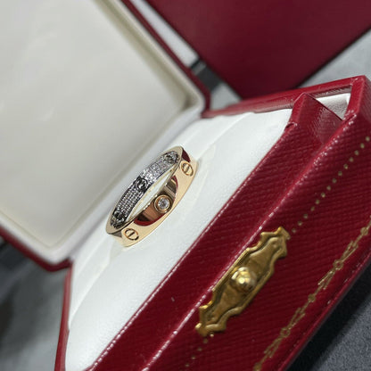 [Amore Jewels]LOVE PINK GOLD SILVER DIAMOND DOUBLE RING