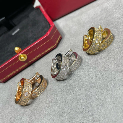 [Amore Jewels]LOVE 5.5MM DIAMOND PAVED EARRINGS