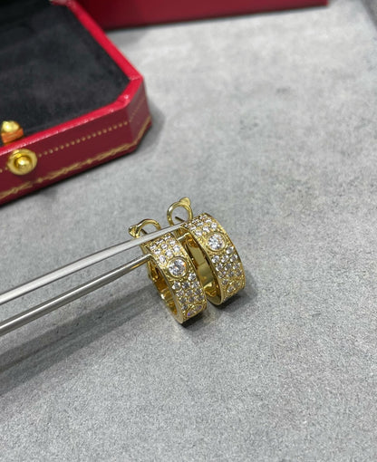[Amore Jewels]LOVE 5.5MM DIAMOND PAVED EARRINGS