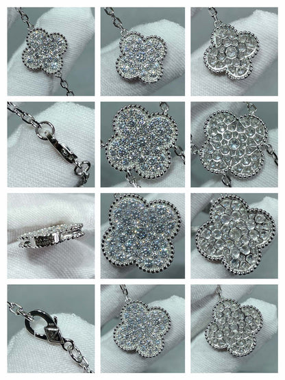 [Amore Jewels]CLOVER 6 MOTIF DIAMOND PAVED NECKLACE