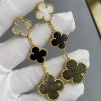[Amore Jewels]CLOVER 3 MOTIF MOP ONYX DARK MOP PINK GOLD EARRINGS