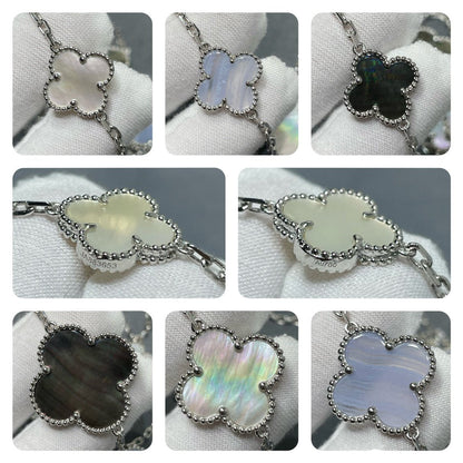[Amore Jewels]CLOVER 16 MOTIF CHALCEDONY MOP SILVER NECKLACE