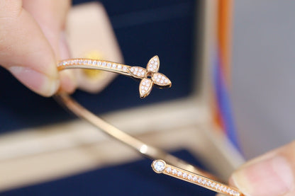 [Amore Jewels]IDYLLE PINK GOLD OPEN BRACELET DIAMOND PAVED