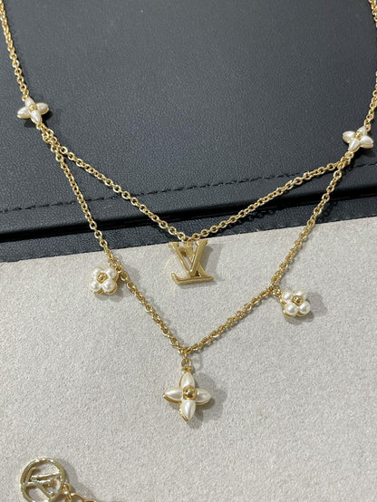 [Amore Jewels]FLOWERGRAM GOLD MOP DOUBLE ROW NECKLACE