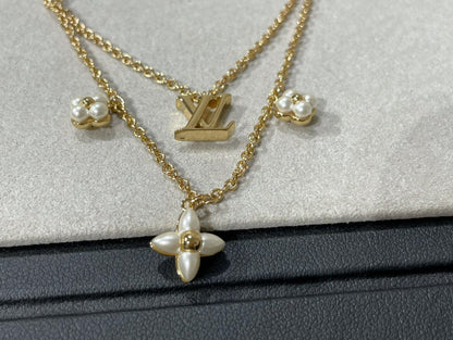 [Amore Jewels]FLOWERGRAM GOLD MOP DOUBLE ROW NECKLACE