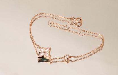 [Amore Jewels]STAR PINK MOP 1 DIAMOND PINK GOLD NECKLACE