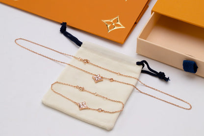 [Amore Jewels]STAR PINK MOP 1 DIAMOND PINK GOLD NECKLACE