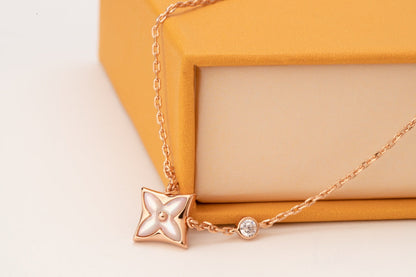 [Amore Jewels]STAR PINK MOP 1 DIAMOND PINK GOLD NECKLACE