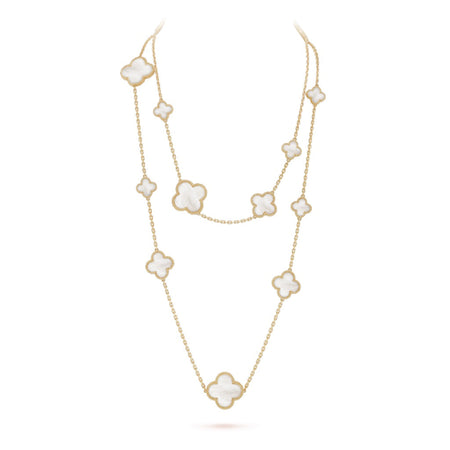 [Amore Jewels]CLOVER 16 MOTIF WHITE MOP GOLD NECKLACE