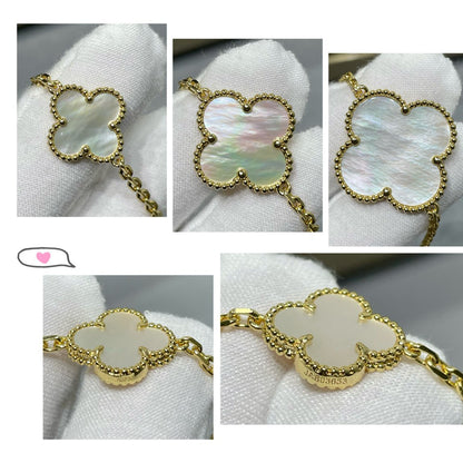 [Amore Jewels]CLOVER 16 MOTIF WHITE MOP GOLD NECKLACE