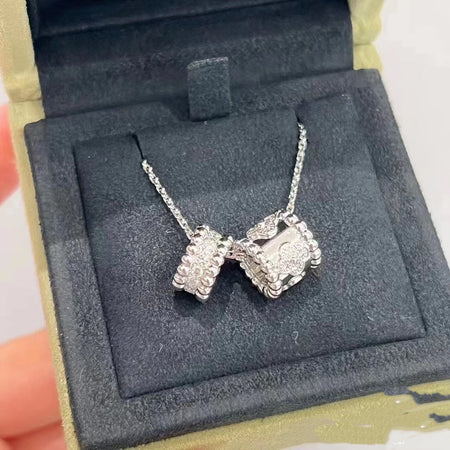 [Amore Jewels]PERLEE DOUBLE PENDANT SILVER DIAMOND NECKLACE