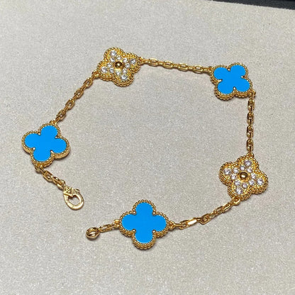 [Amore Jewels] CLOVER 5 MOTIF BLUE AGATE BRACELET COLLECTION