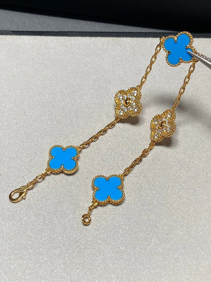 [Amore Jewels] CLOVER 5 MOTIF BLUE AGATE BRACELET COLLECTION