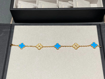 [Amore Jewels] CLOVER 5 MOTIF BLUE AGATE BRACELET COLLECTION