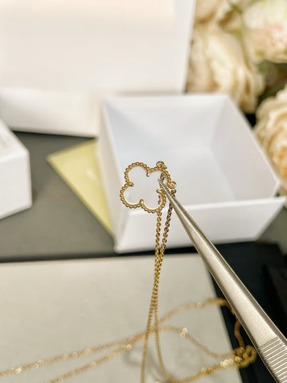 [Amore Jewels]CLOVER ROCK CRYSTAL ROSE GOLD NECKLACE