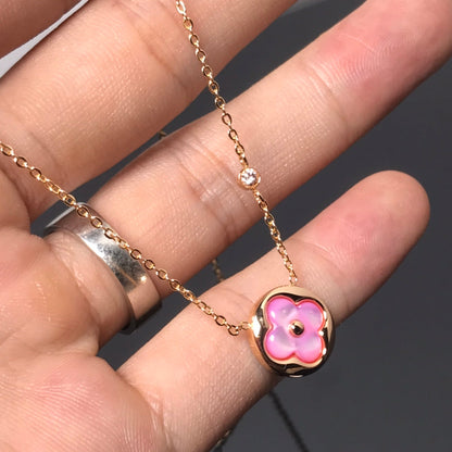[Amore Jewels]COLOR BLOSSOM PINK MOP SUN GOLD NECKLACE