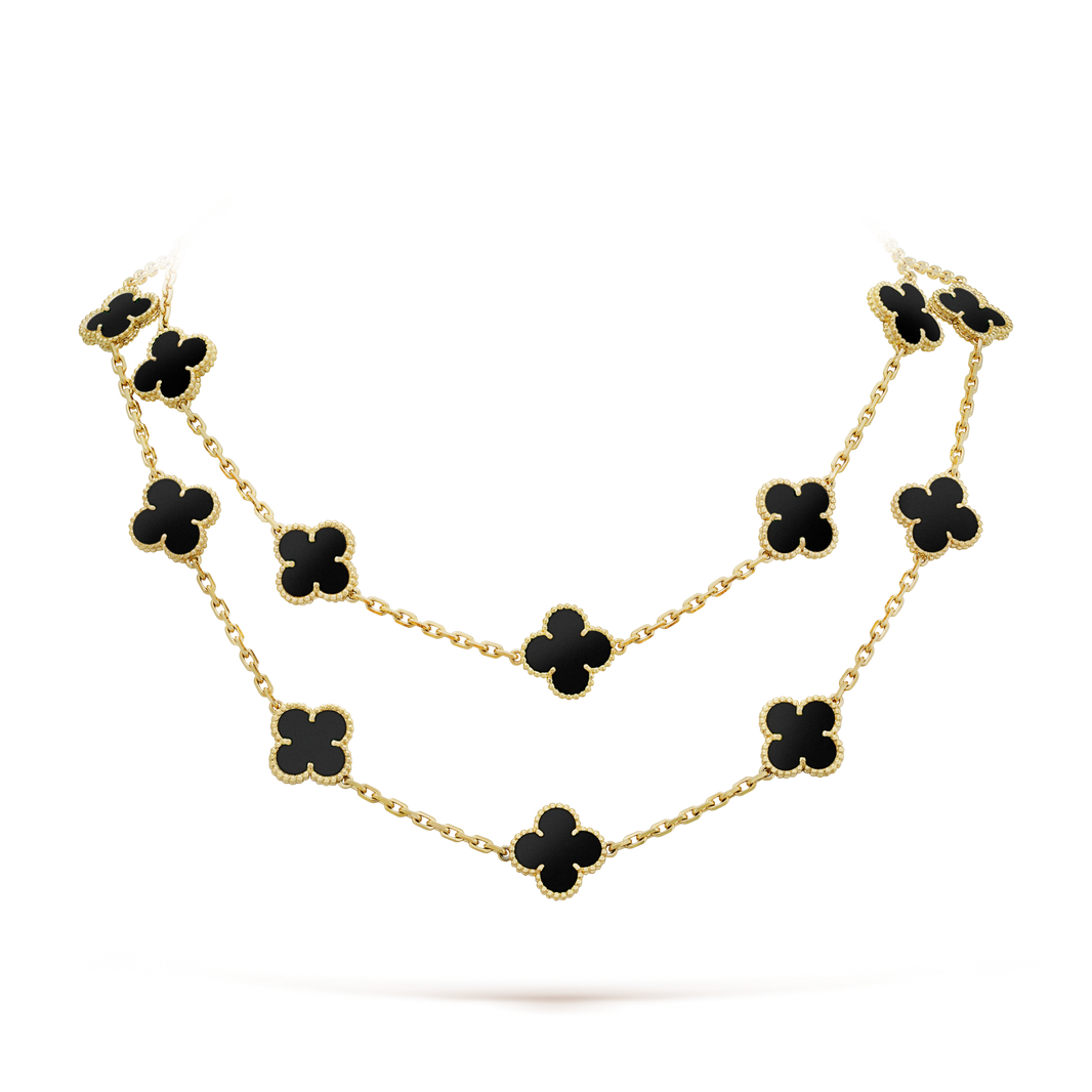 [Amore Jewels]CLOVER 20 MOTIFS ONYX NECKLACE