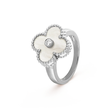 [Amore Jewels]CLOVER SILVER MOP DIAMOND RING