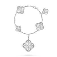 [Amore Jewels]CLOVER 6 MOTIFS SILVER DIAMOND BRACELET