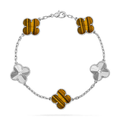 [Amore Jewels] CLOVER 5 MOTIFS TIGER EYE BRACELET COLLECTION
