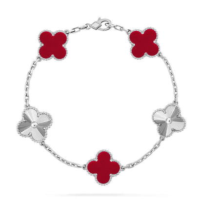 [Amore Jewels] CLOVER 5 MOTIF RED CORNELIAN BRACELET COLLECTION