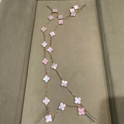 [Amore Jewels]CLOVER 20 MOTIFS PINK MOP NECKLACE