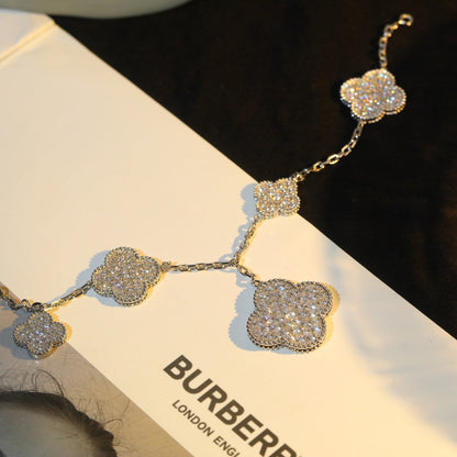 [Amore Jewels]CLOVER BRACELET 5 MOTIF SILVER DIAMOND PAVED