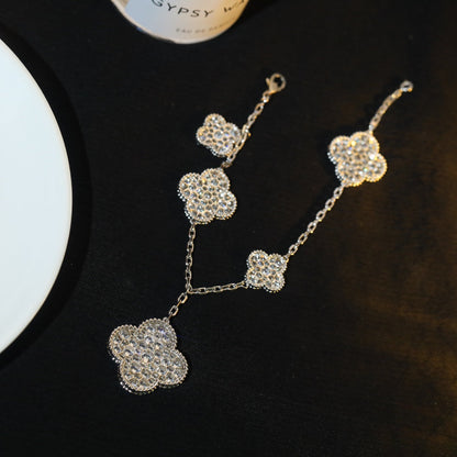 [Amore Jewels]CLOVER BRACELET 5 MOTIF SILVER DIAMOND PAVED