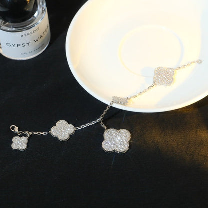 [Amore Jewels]CLOVER BRACELET 5 MOTIF SILVER DIAMOND PAVED