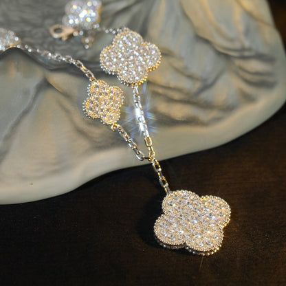 [Amore Jewels]CLOVER BRACELET 5 MOTIF SILVER DIAMOND PAVED