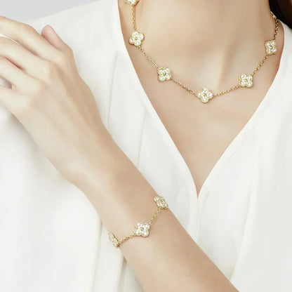 [Amore Jewels] CLOVER 5 MOTIF FULL DIAMOND BRACELET COLLECTION