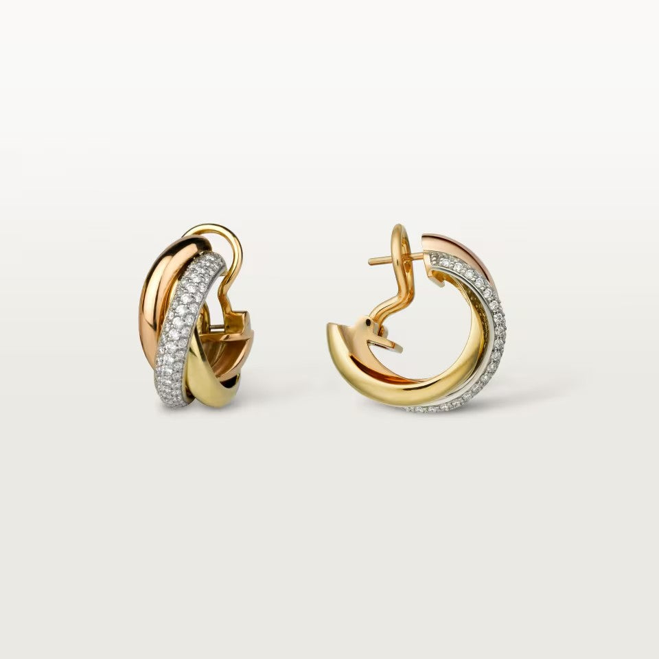 [Amore Jewels]TRINITY HALF DIAMOND  CLASSIC EARRINGS