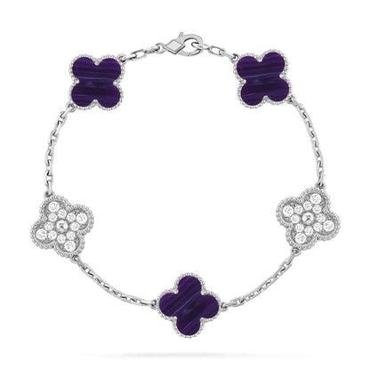[Amore Jewels]CLOVER 5 MOTIF PURPLE STRIPES BRACELET COLLECTION