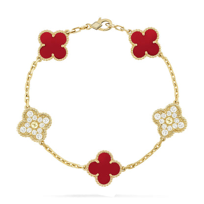 [Amore Jewels] CLOVER 5 MOTIF RED CORNELIAN BRACELET COLLECTION
