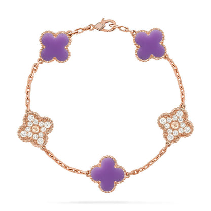 [Amore Jewels]CLOVER 5 MOTIF LIGHT PURPLE BRACELET COLLECTION