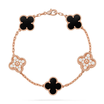 [Amore Jewels] CLOVER 5 MOTIF ONYXS BRACELET COLLECTION