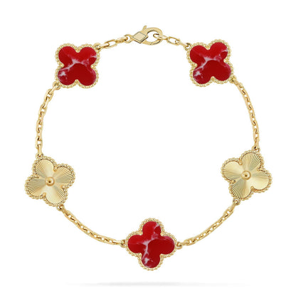 [Amore Jewels]CLOVER 5 MOTIF RED PATTERN BRACELET COLLECTION