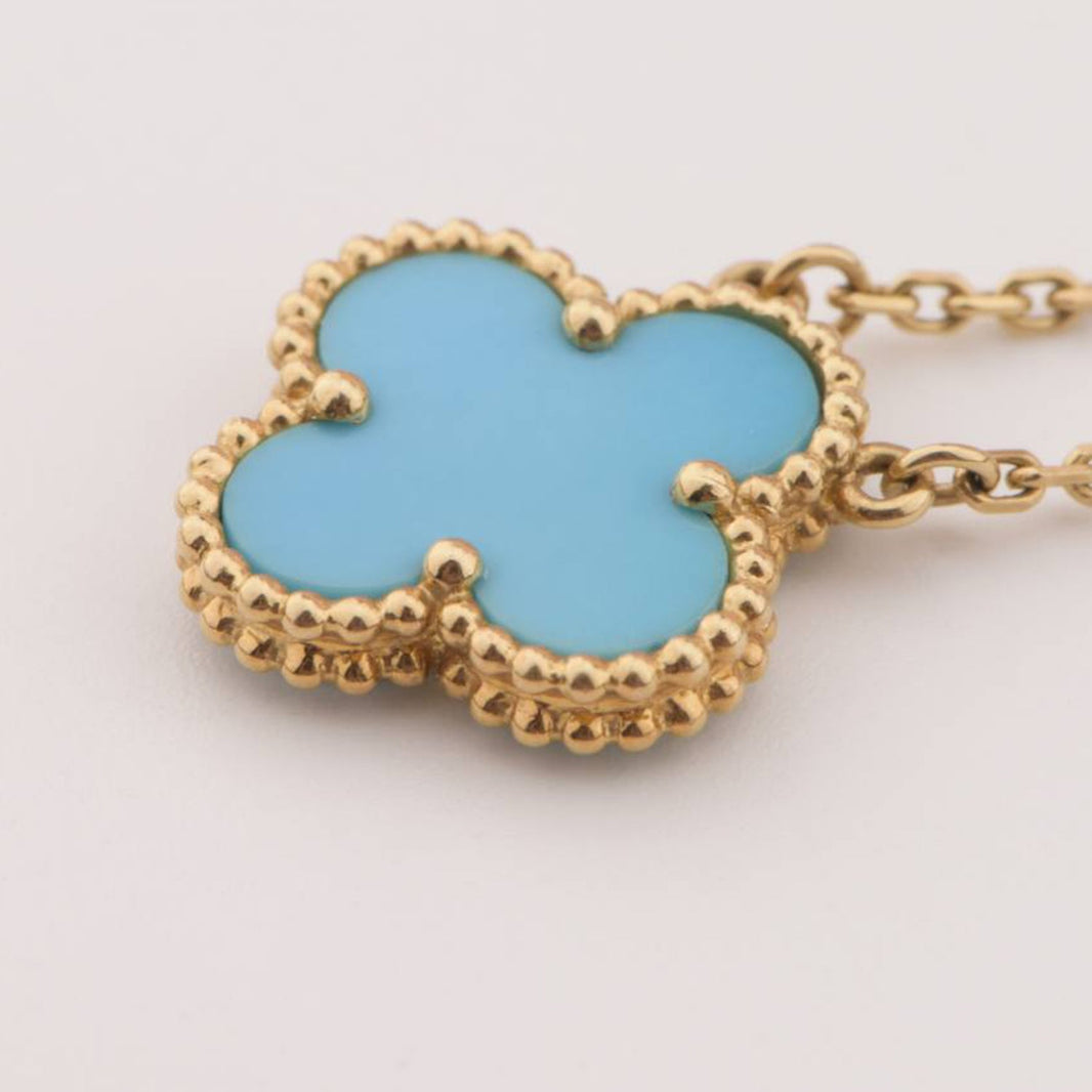 [Amore Jewels]CLOVER 15MM VINTAGE TURQUOISE NECKLACE