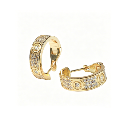 [Amore Jewels]LOVE 5.5MM DIAMOND PAVED EARRINGS
