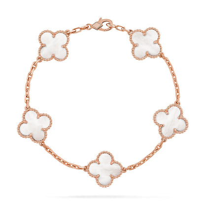 [Amore Jewels]CLOVER WHITE PEARL MOP 5 MOTIF BRACELET COLLECTION