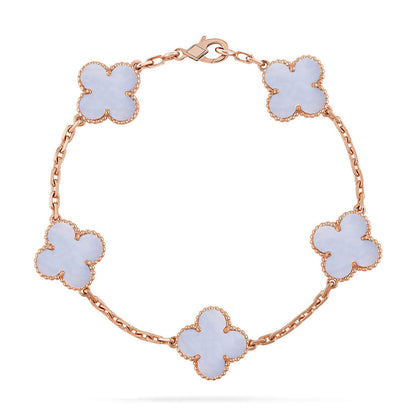 [Amore Jewels] CLOVER 5 MOTIF PURPLE CHALCEDONY BRACELET COLLECTION