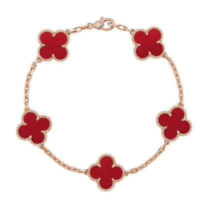 [Amore Jewels] CLOVER 5 MOTIF RED CORNELIAN BRACELET COLLECTION