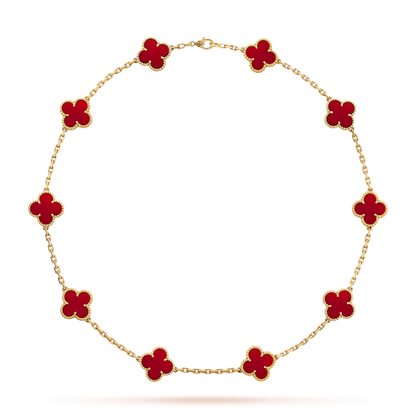 [Amore Jewels]CLOVER 10 MOTIFS CARNELIAN NECKLACE