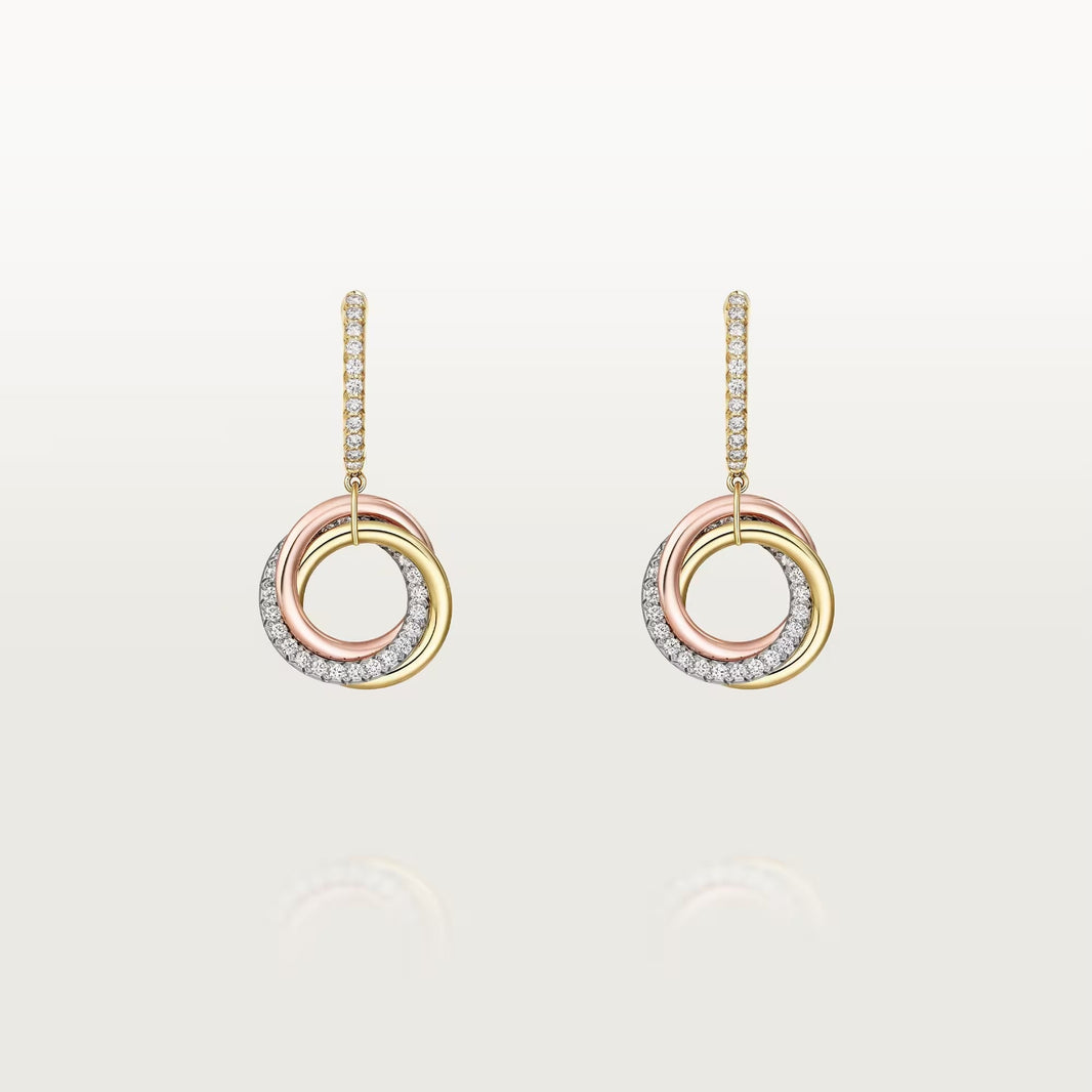 [Amore Jewels]TRINITY HALF DIAMOND  EARRINGS